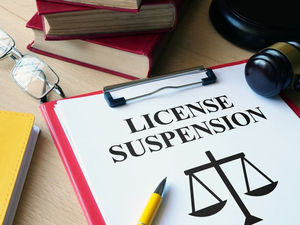 License Suspension is shown as text on the note pad